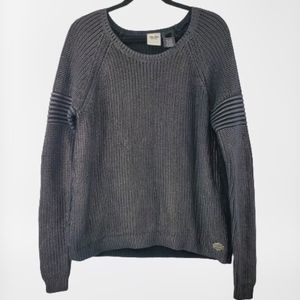 Harley Davidson metallic moto sweater elbow patch